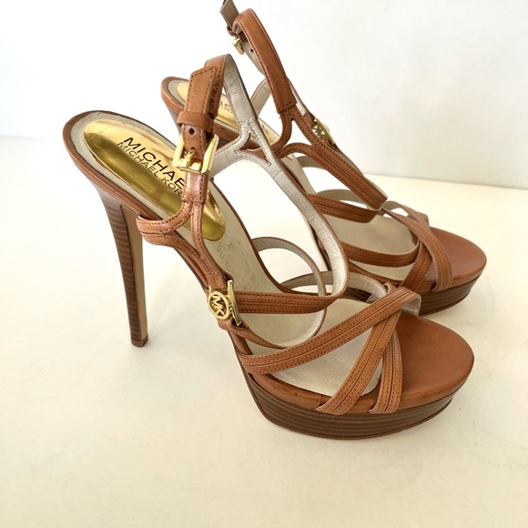Michael Kors High Heels Sandals Tan Brown Size 9 - Picture 4 of 7